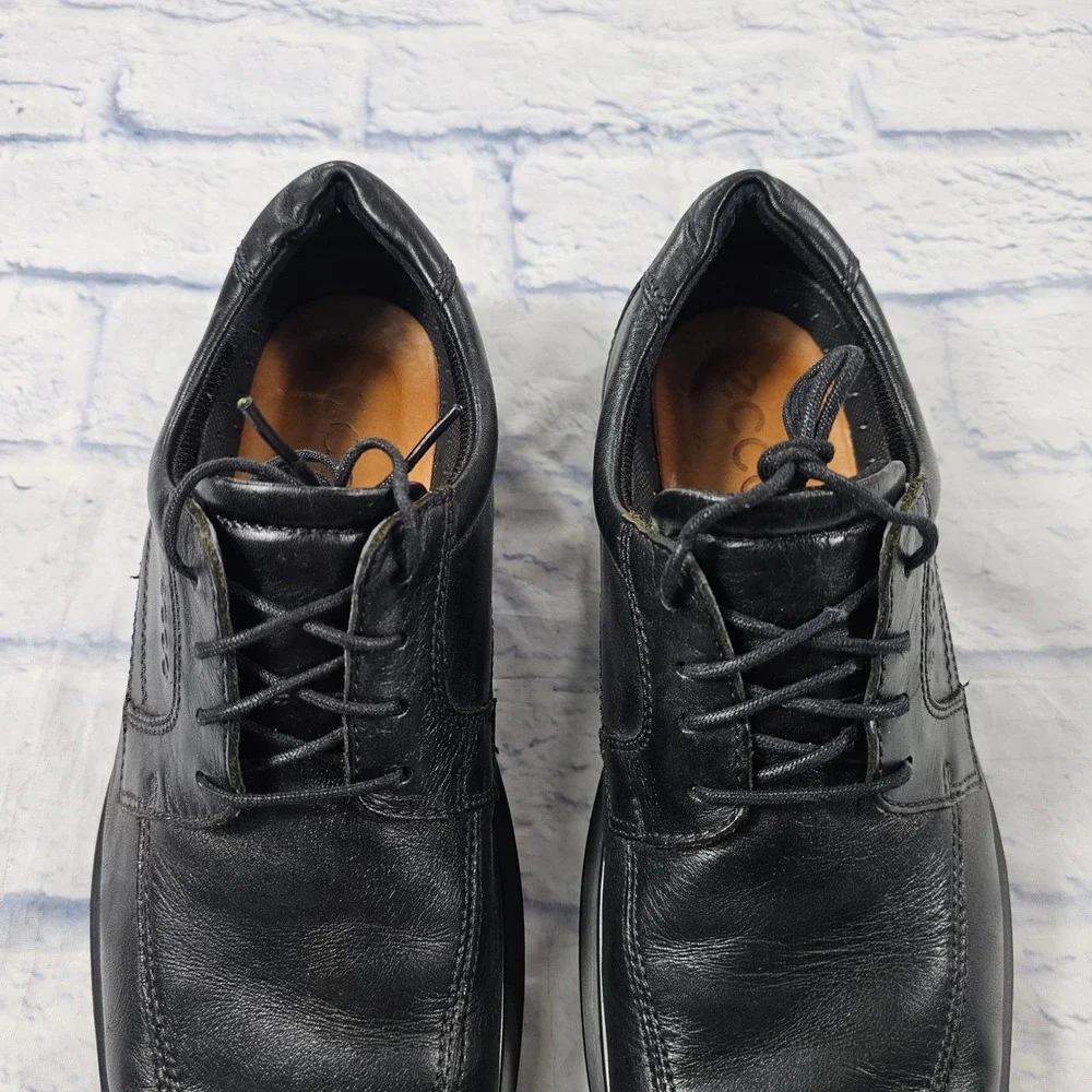 ECCO Helsinki Oxford Shoes Mens 45 US Black Leather Bicycle Toe Derby Dress Shoe